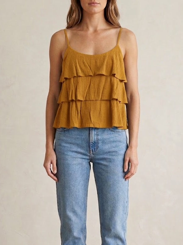 BLUSA DE TIRANTES CON VOLANTES EN CAPAS