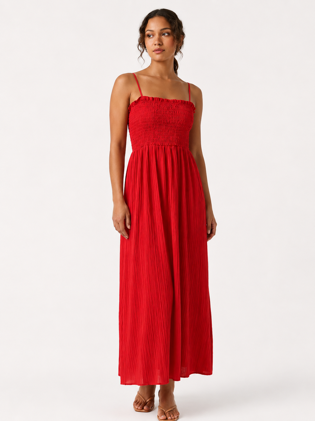 VESTIDO MAXI FRUNCIDO