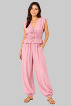 CONJUNTO CON BLUSA FRUNCIDA