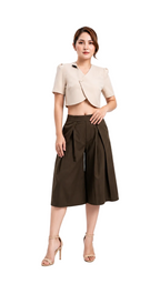 PANTALÓN CULOTTE PLISADO TIRO ALTO