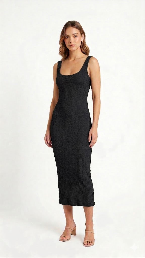 VESTIDO MIDI TEXTURIZADO