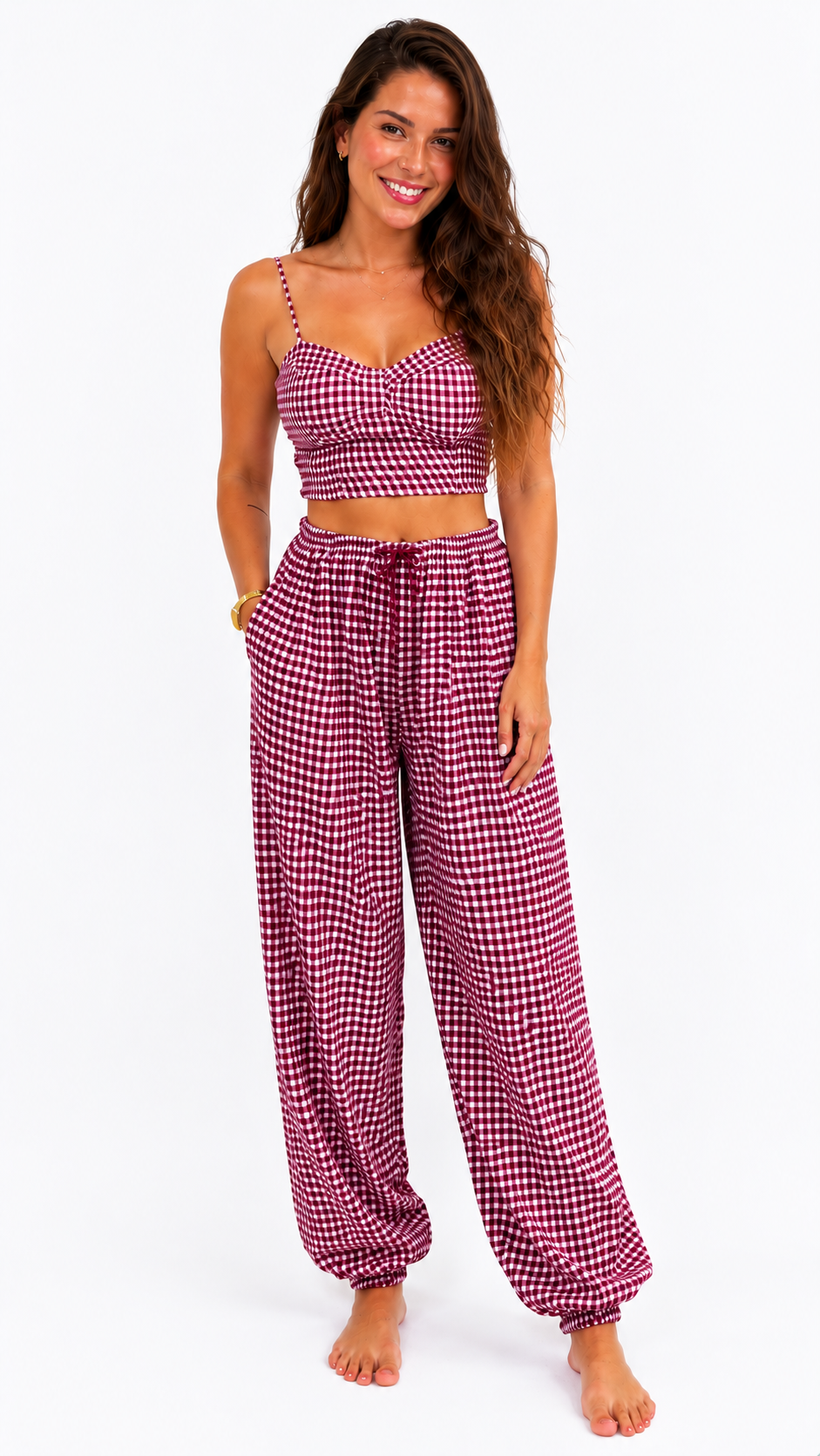 CONJUNTO VICHY TOPY PANTALÓN
