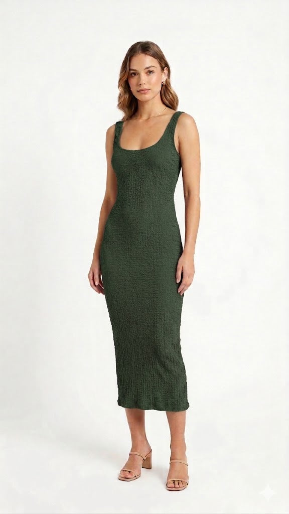 VESTIDO MIDI TEXTURIZADO