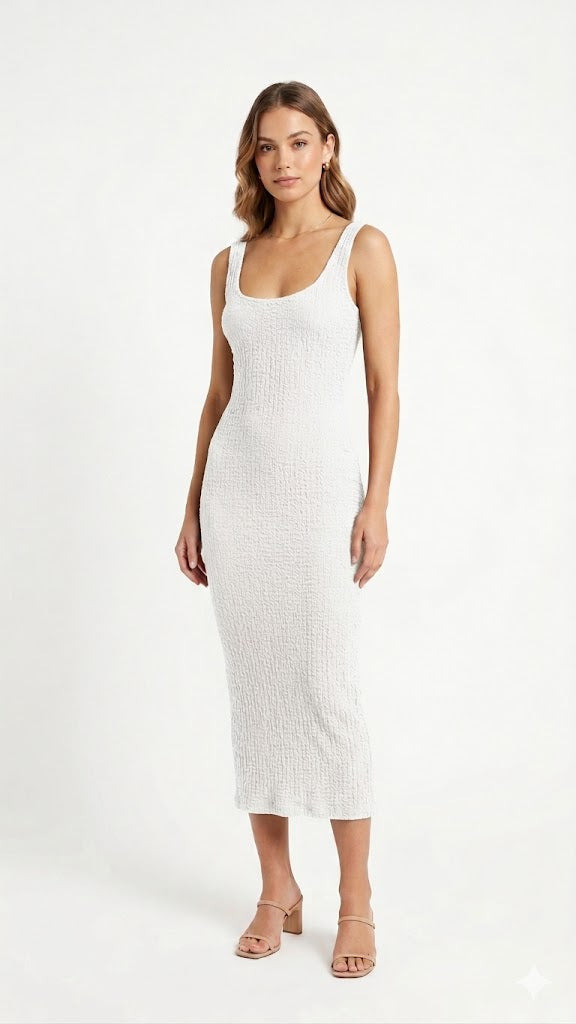 VESTIDO MIDI TEXTURIZADO