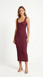 VESTIDO MIDI TEXTURIZADO