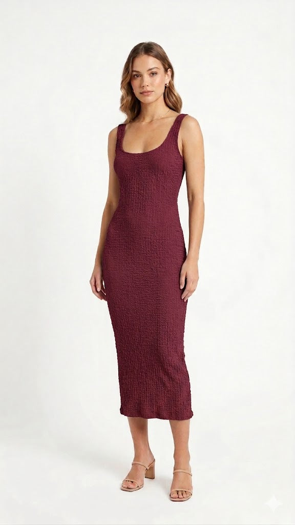VESTIDO MIDI TEXTURIZADO