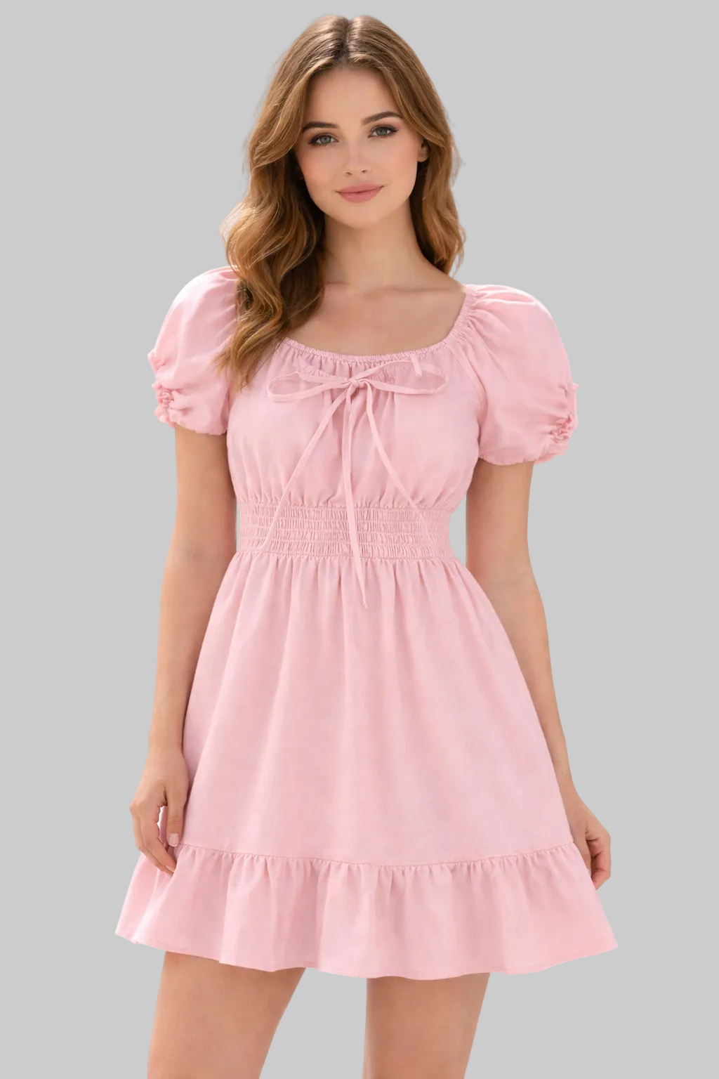 VESTIDO MANGA FRUNCIDA