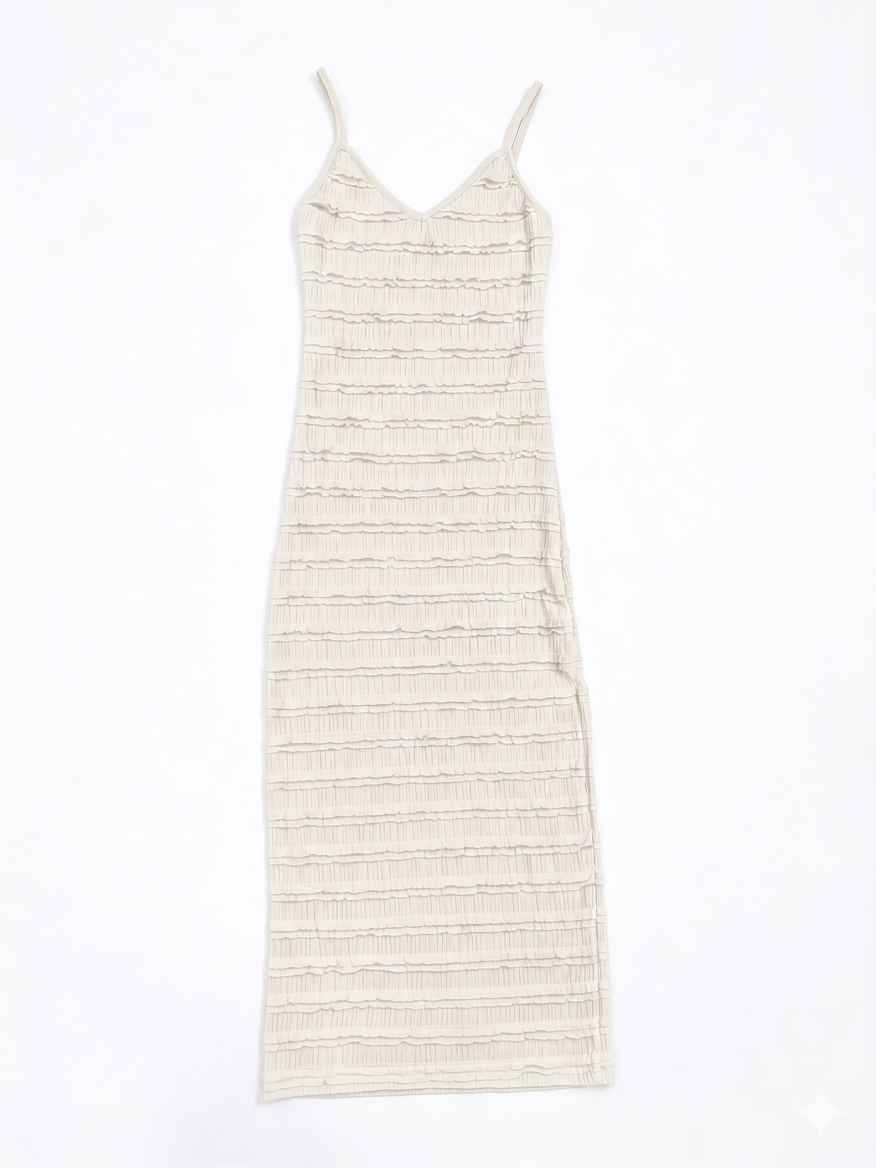 VESTIDO TEXTURIZADO CON TIRANTES Y ABERTURA