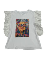 BLUSA ESTAMPADA CON MANGAS CON VOLANTES