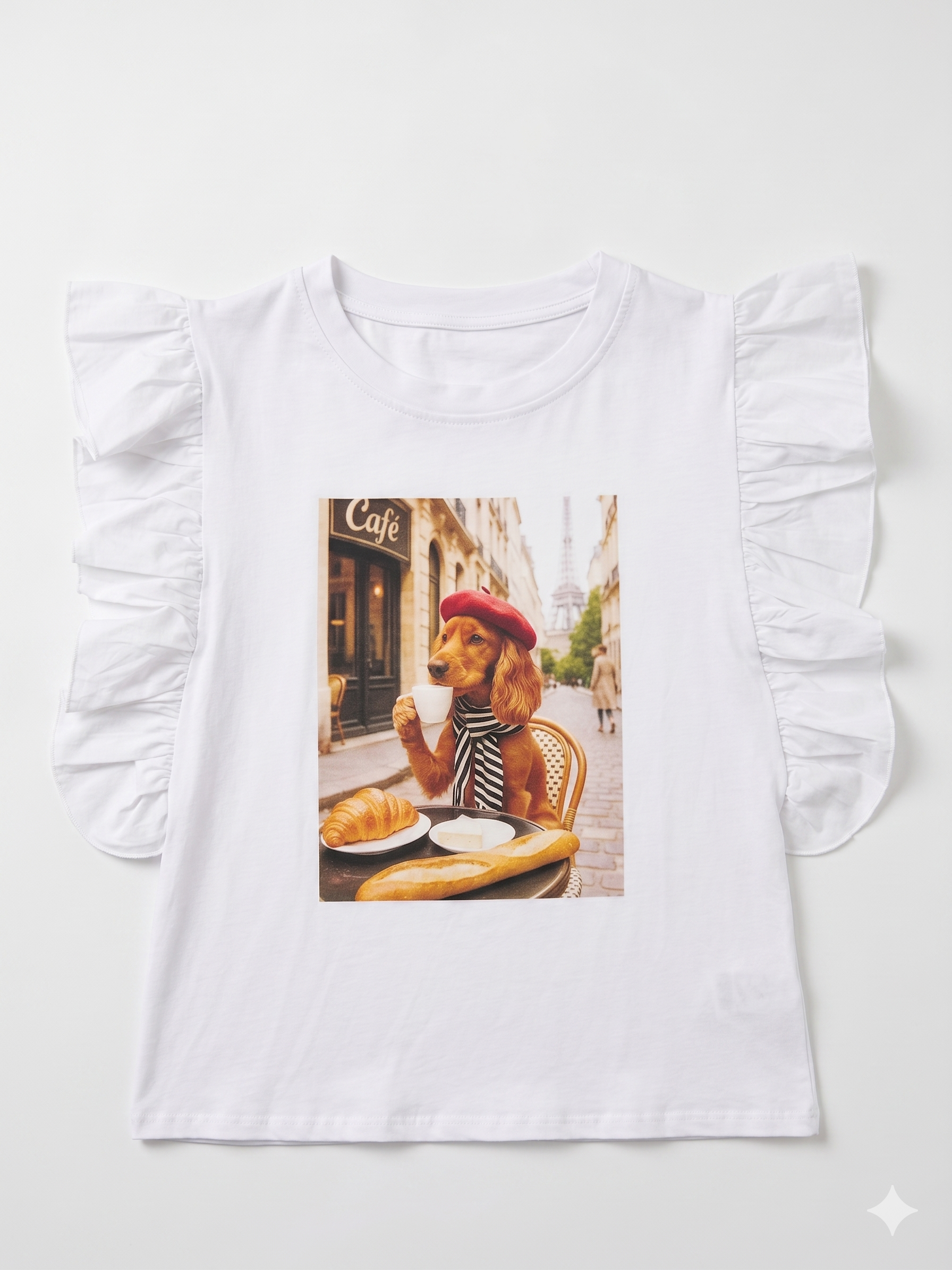 BLUSA ESTAMPADA CON MANGAS CON VOLANTES