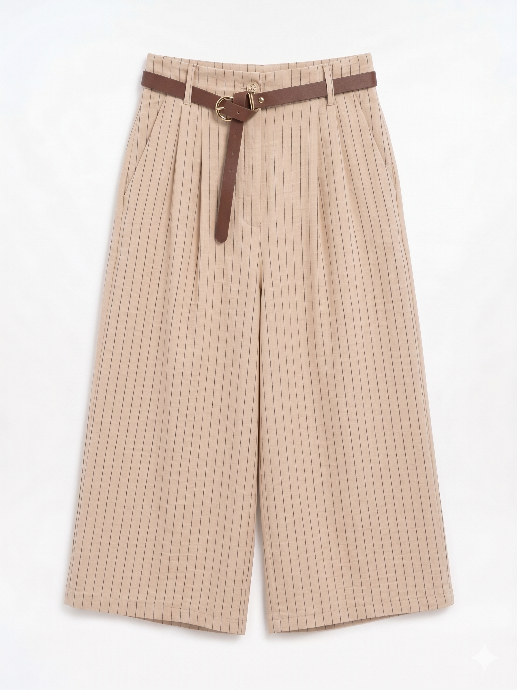 PANTALÓN MIDI RAYAS CON CINTURÓN