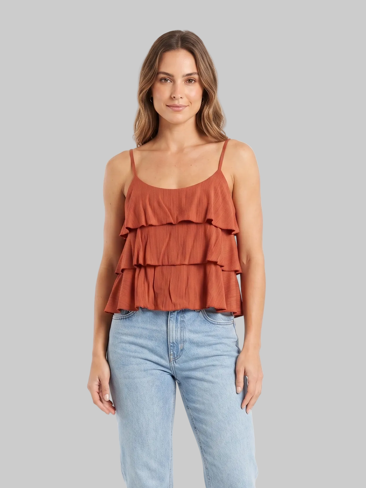BLUSA DE TIRANTES CON VOLANTES EN CAPAS