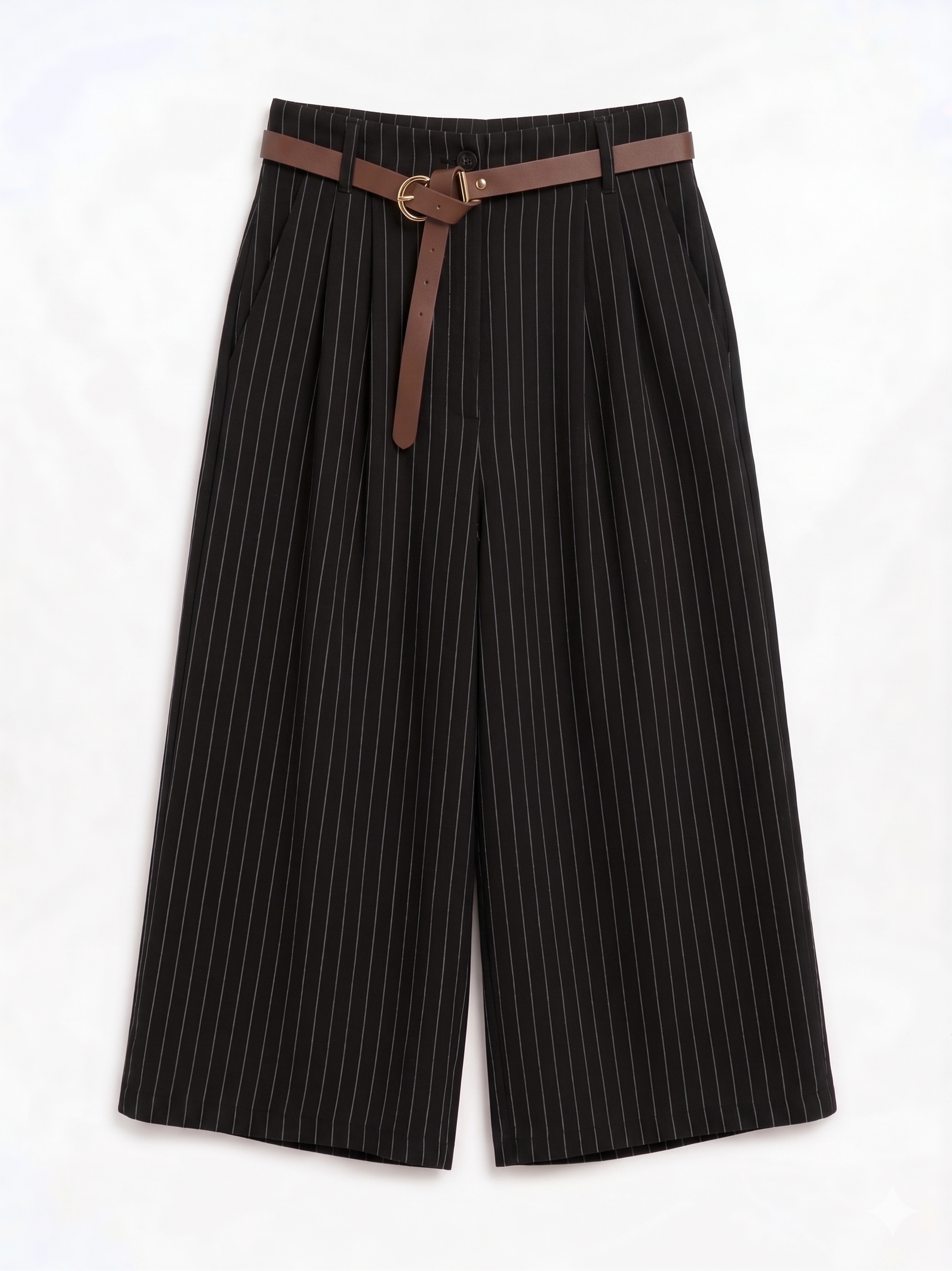 PANTALÓN MIDI RAYAS CON CINTURÓN