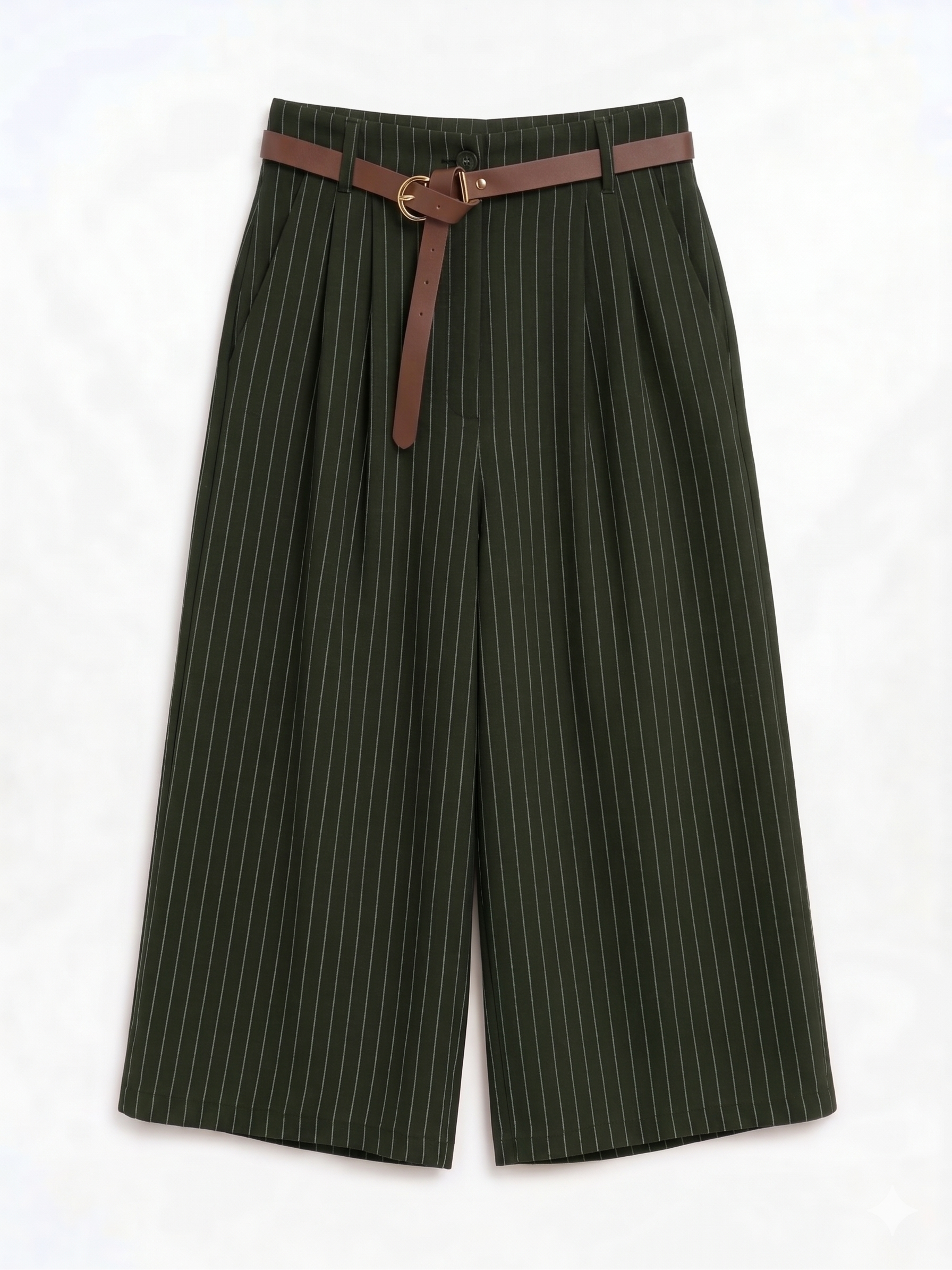 PANTALÓN MIDI RAYAS CON CINTURÓN