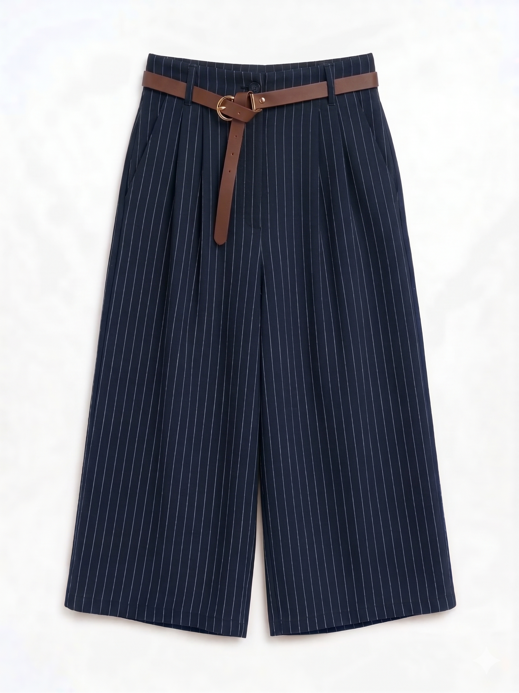 PANTALÓN MIDI RAYAS CON CINTURÓN