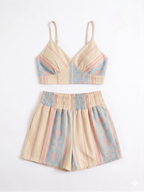 CONJUNTO ESTAMPADO CROP TOP Y SHORT CON BOLSILLOS