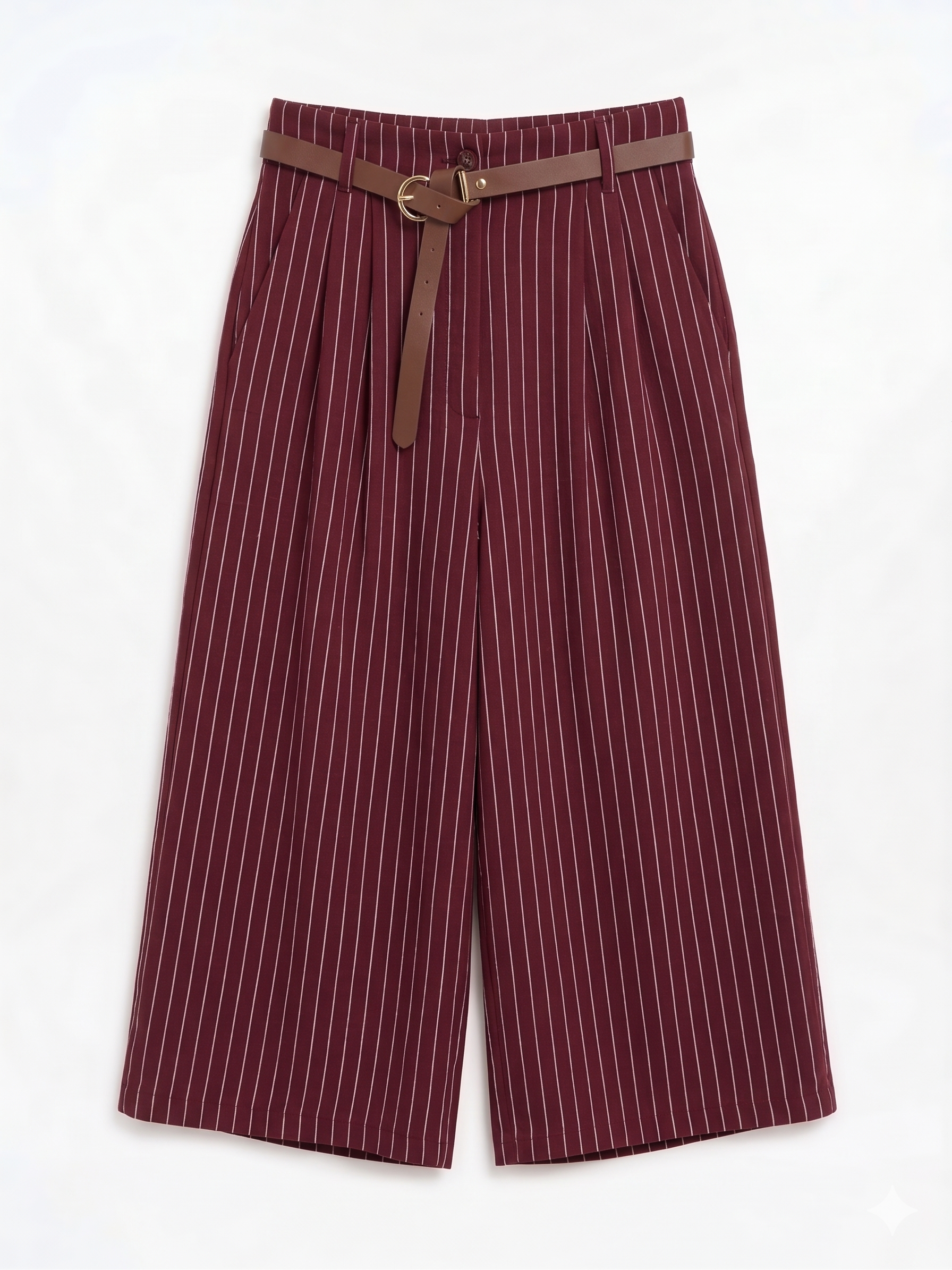 PANTALÓN MIDI RAYAS CON CINTURÓN