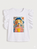 BLUSA ESTAMPADA CON MANGAS CON VOLANTES