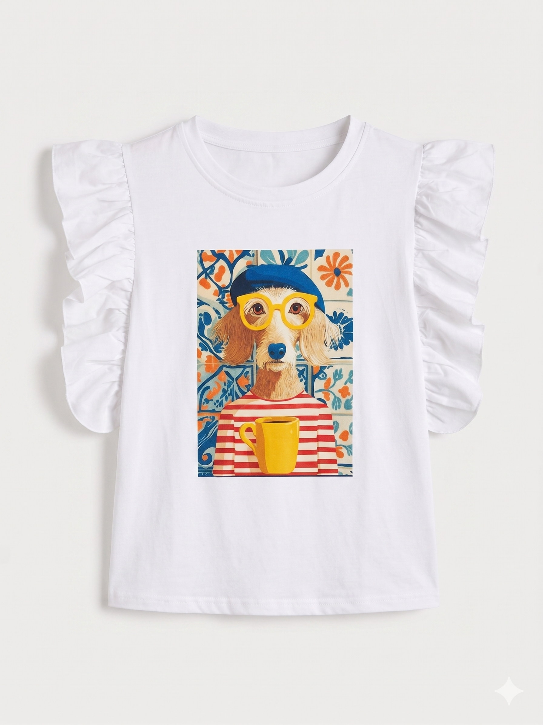 BLUSA ESTAMPADA CON MANGAS CON VOLANTES
