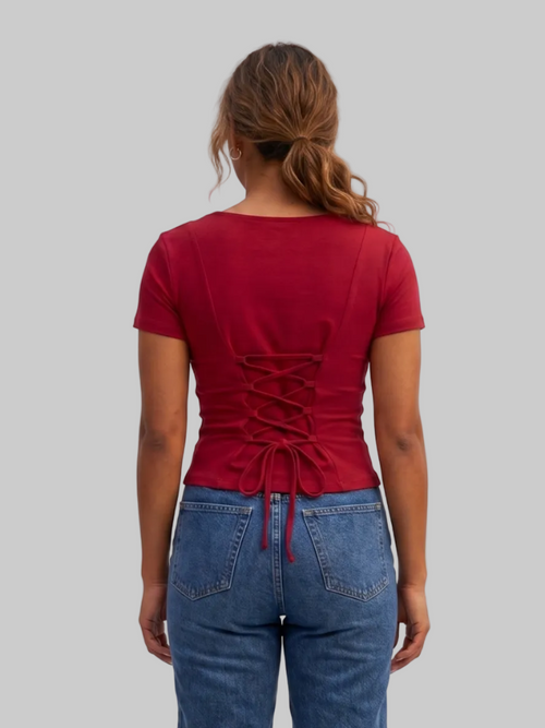 BLUSA MANGA CORTA CON DETALLE POSTERIOR