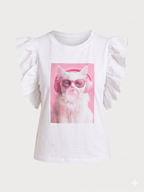 BLUSA ESTAMPADA CON MANGAS CON VOLANTES