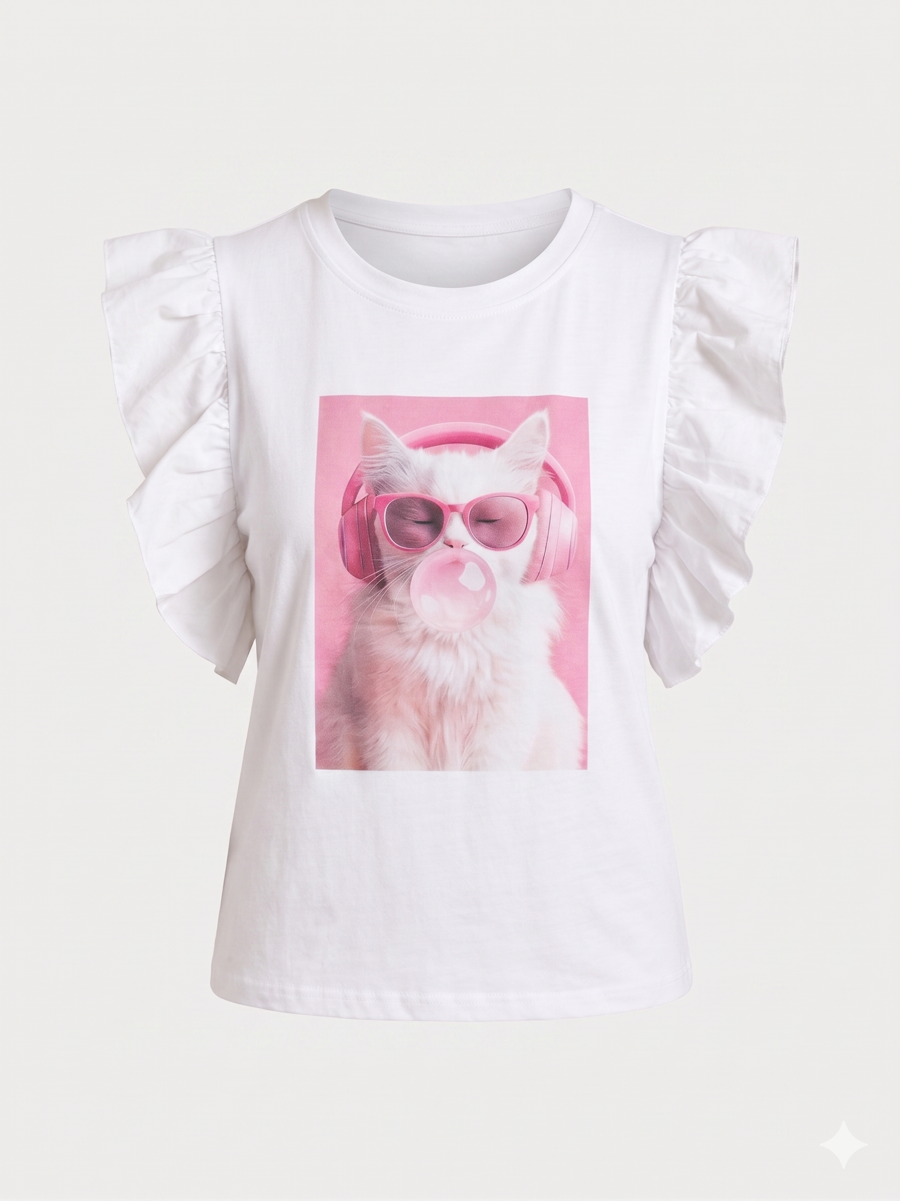 BLUSA ESTAMPADA CON MANGAS CON VOLANTES