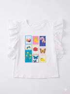 BLUSA ESTAMPADA CON MANGAS CON VOLANTES