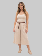 PANTALÓN MIDI RAYAS CON CINTURÓN