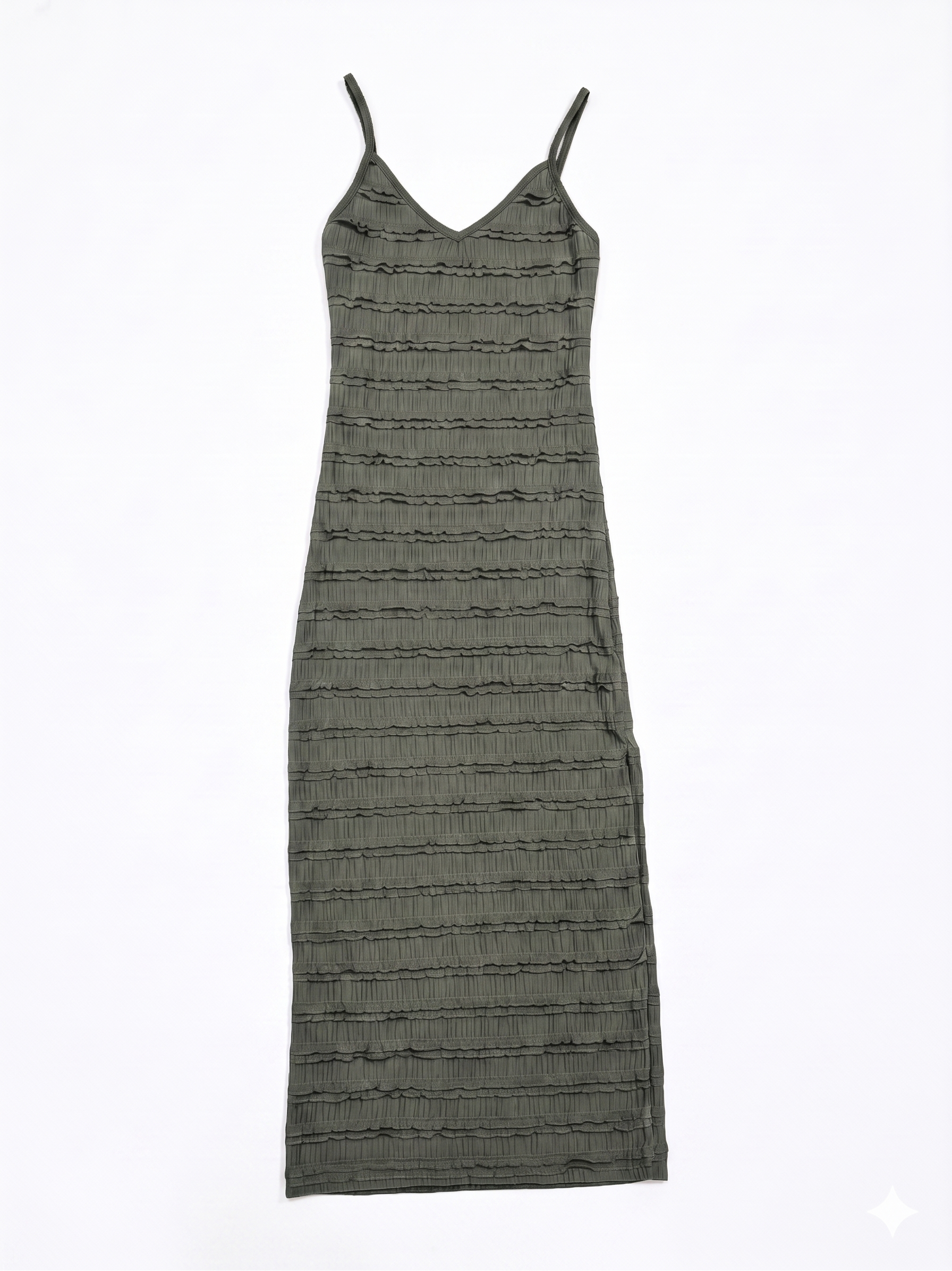 VESTIDO TEXTURIZADO CON TIRANTES Y ABERTURA