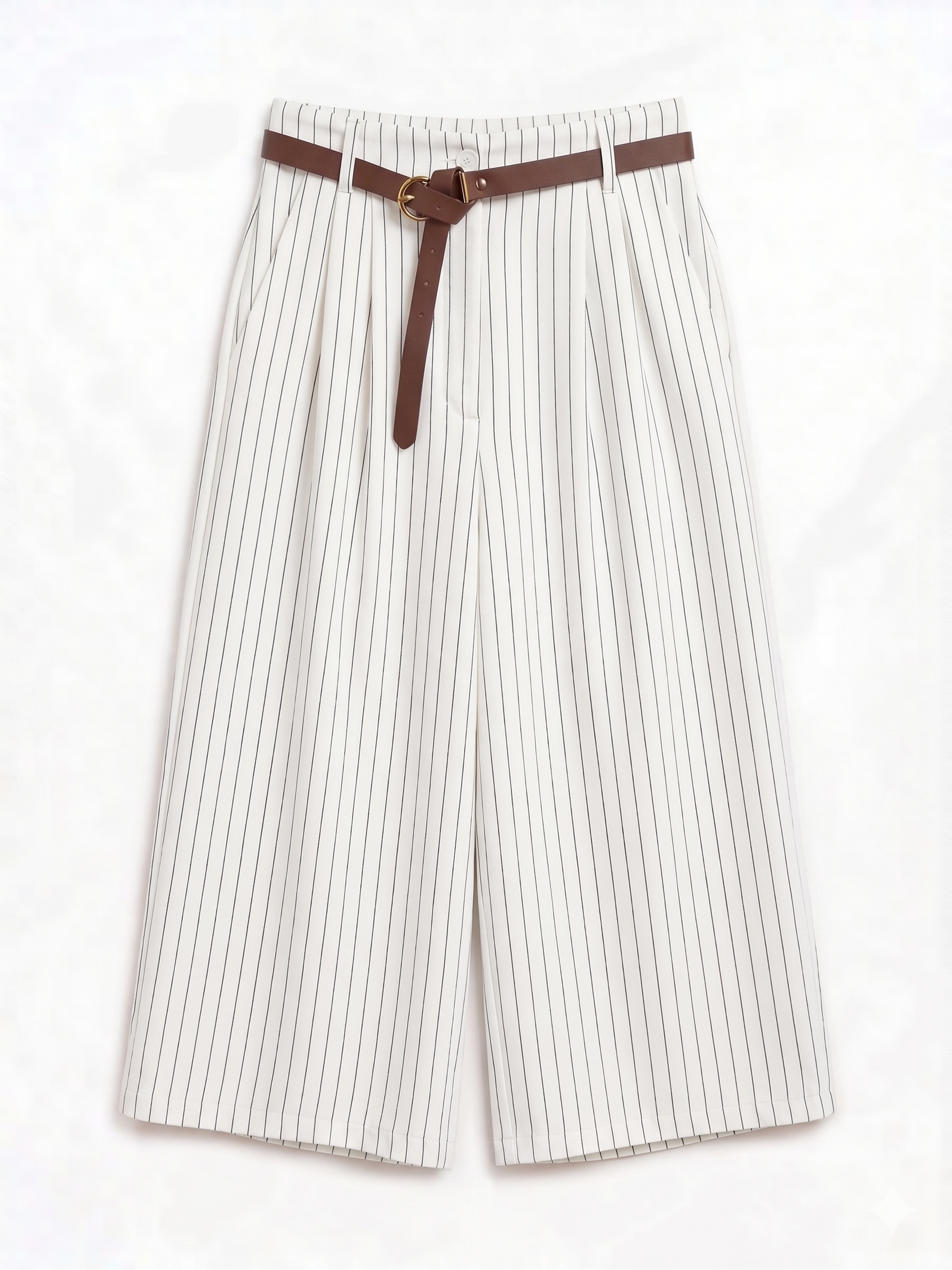 PANTALÓN MIDI RAYAS CON CINTURÓN