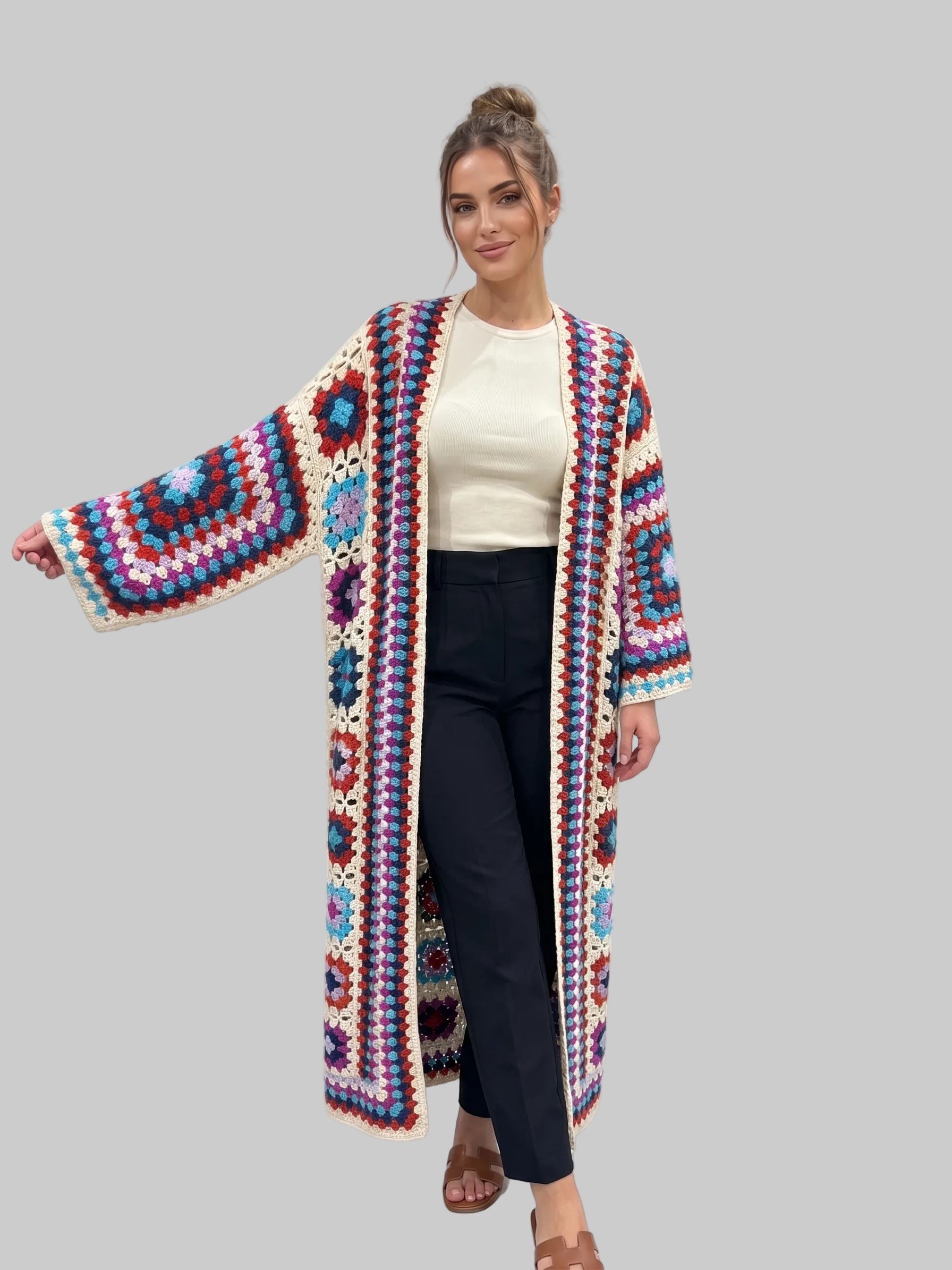CARDIGAN LARGO MULTICOLOR CROCHET