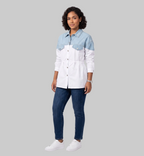 CAMISA CON DETALLES EN DENIM Y AJUSTE EN CINTURA