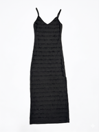 VESTIDO TEXTURIZADO CON TIRANTES Y ABERTURA