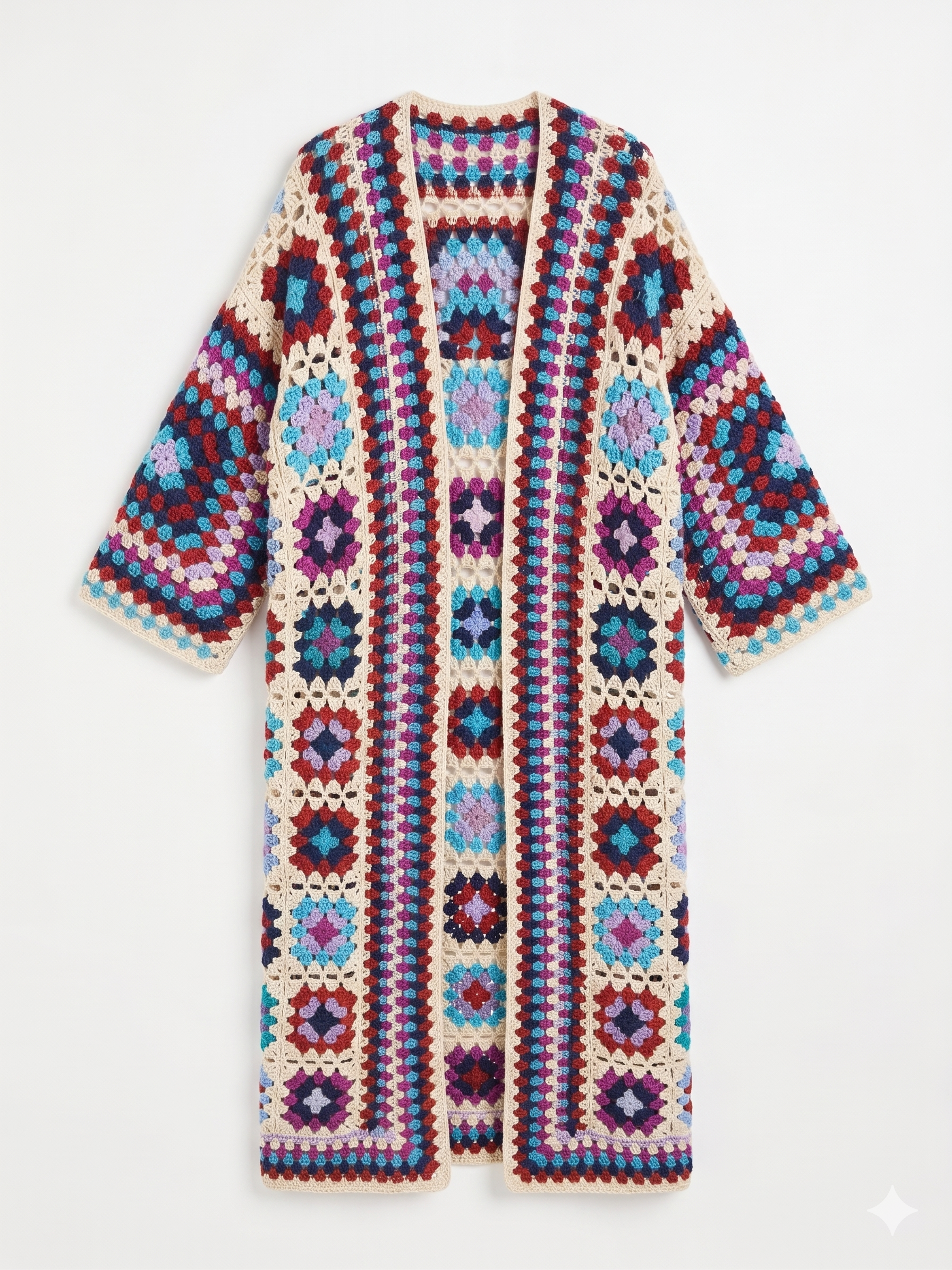 CARDIGAN LARGO MULTICOLOR CROCHET