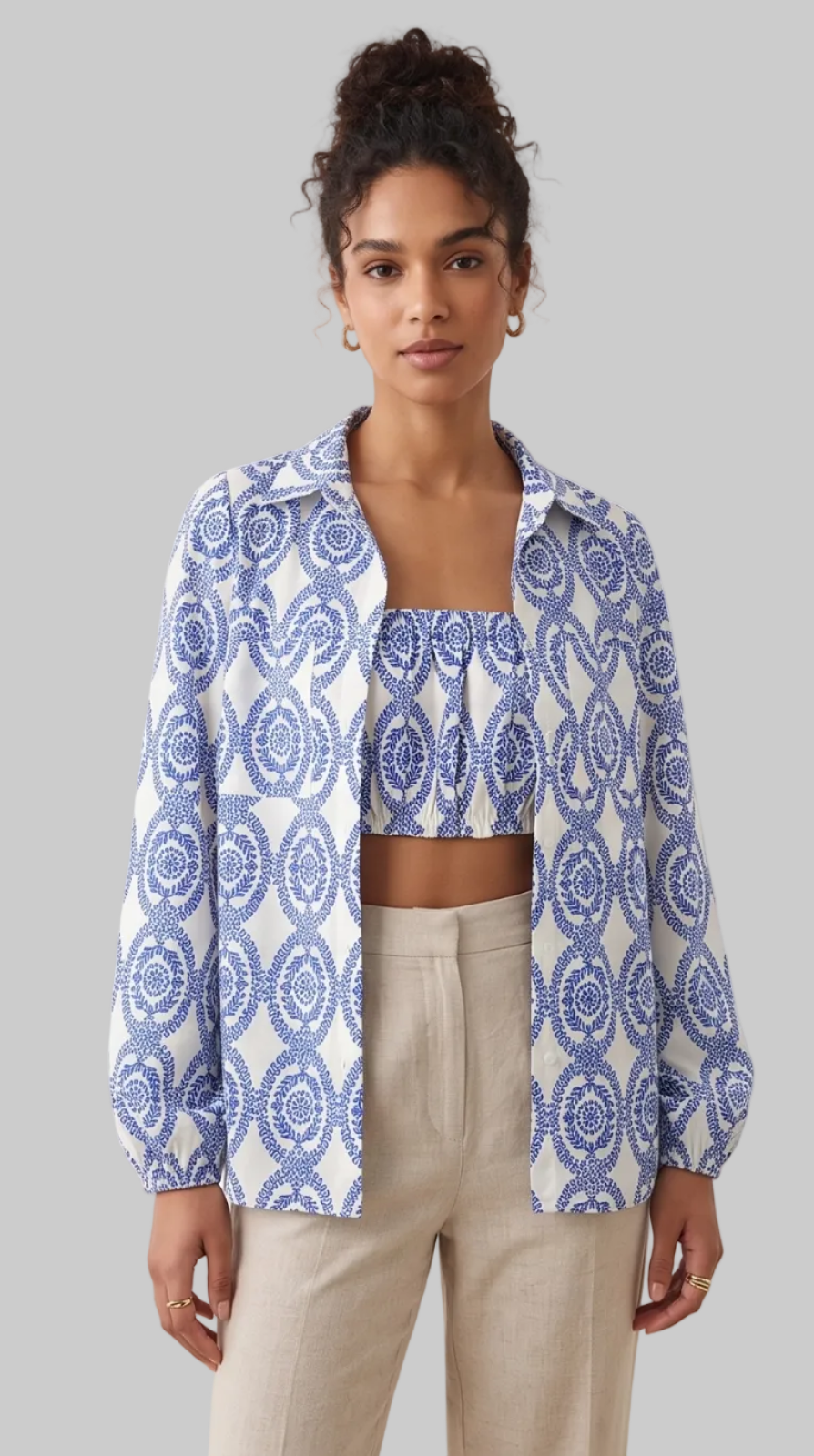 CONJUNTO ESTAMPADO DE CAMISA Y TOP