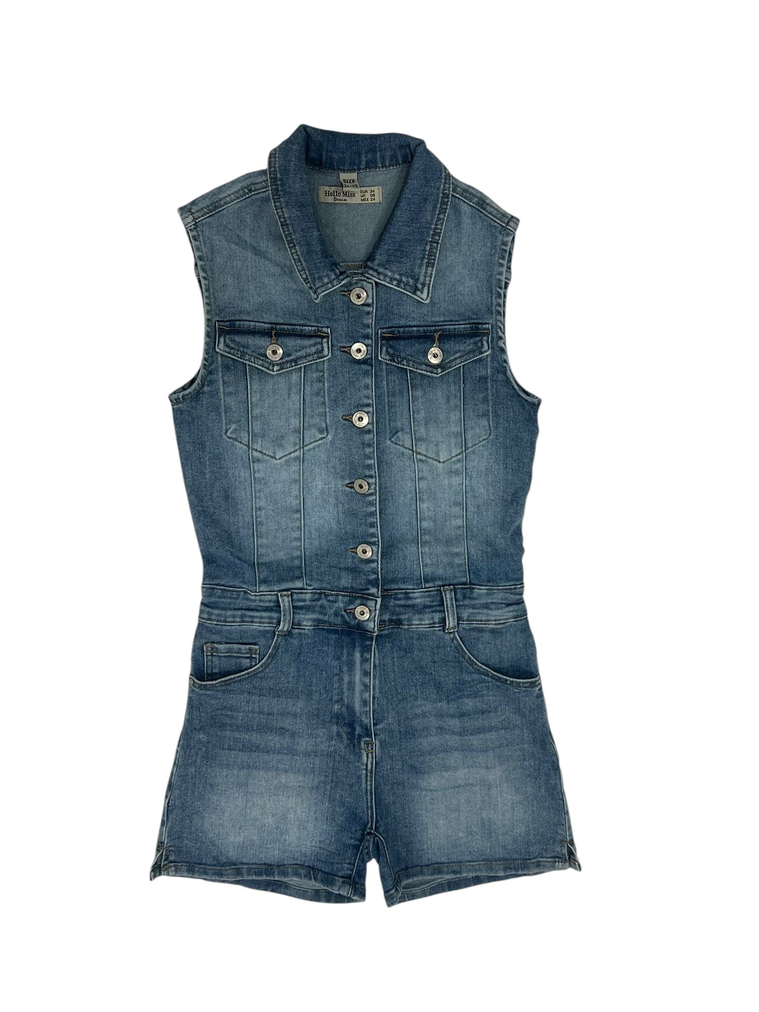 MONO CORTO SIN MANGAS ESTILO DENIM