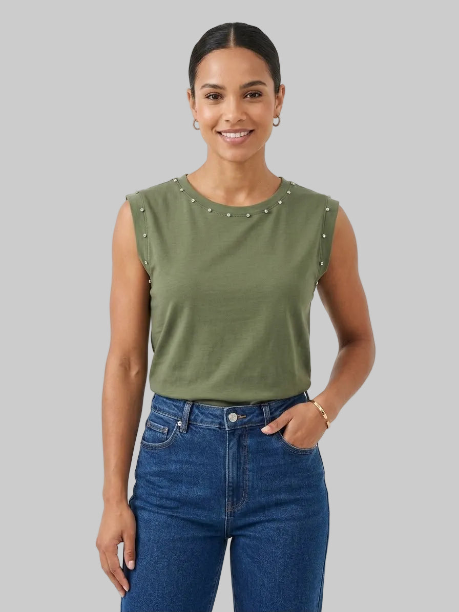 BLUSA SIN MANGAS DETALLES METÁLICOS