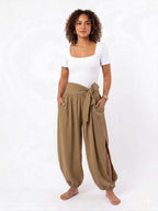 PANTALÓN BOHO CRUZADO CON LAZO Y ABERTURA