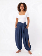 PANTALÓN BOHO CRUZADO CON LAZO Y ABERTURA