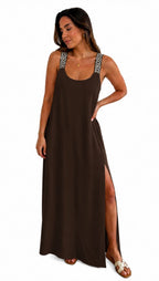 VESTIDO LARGO CON DETALLE EN TIRANTES