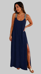 VESTIDO LARGO CON DETALLE EN TIRANTES