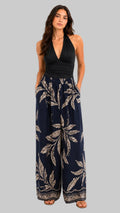 PANTALON PALAZZO ESTAMPADO DE TIRO ALTO