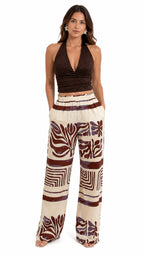 PANTALON PALAZZO ESTAMPADO DE TIRO ALTO