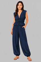 CONJUNTO CON BLUSA FRUNCIDA