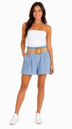 SHORT VICHY CINTURA ALTA Y CINTURON