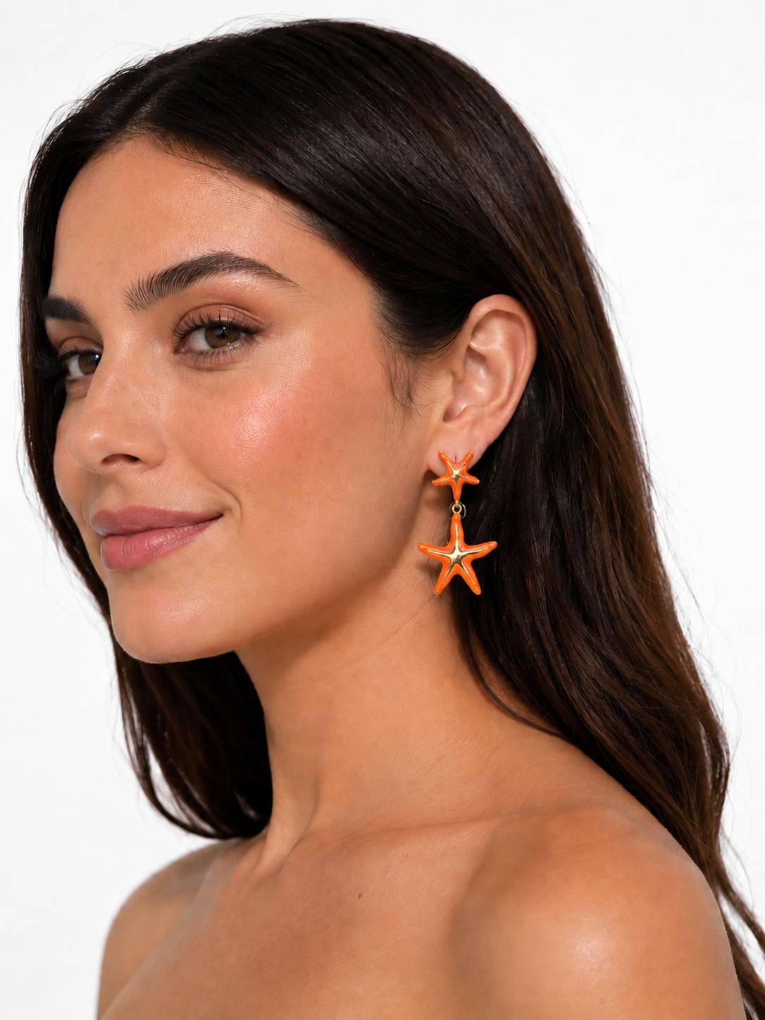 ARETES DE ESTRELLAS DE MAR LARGOS