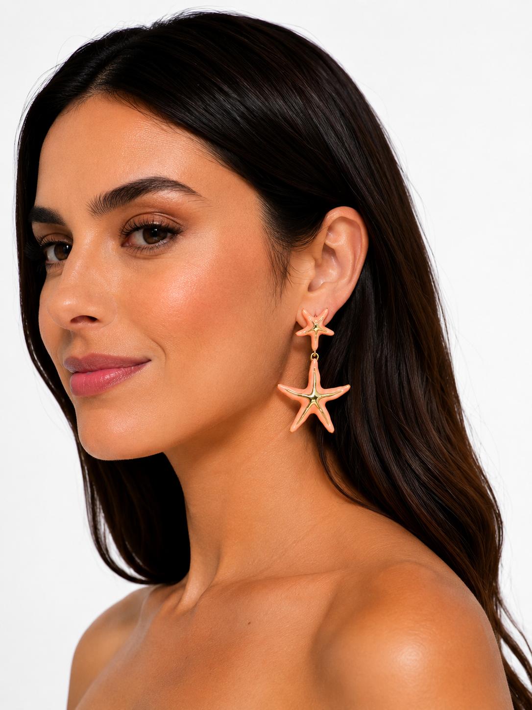 ARETES DE ESTRELLAS DE MAR LARGOS