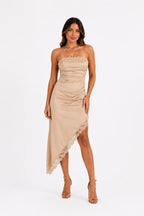 VESTIDO SATINADO ASIMÉTRICO