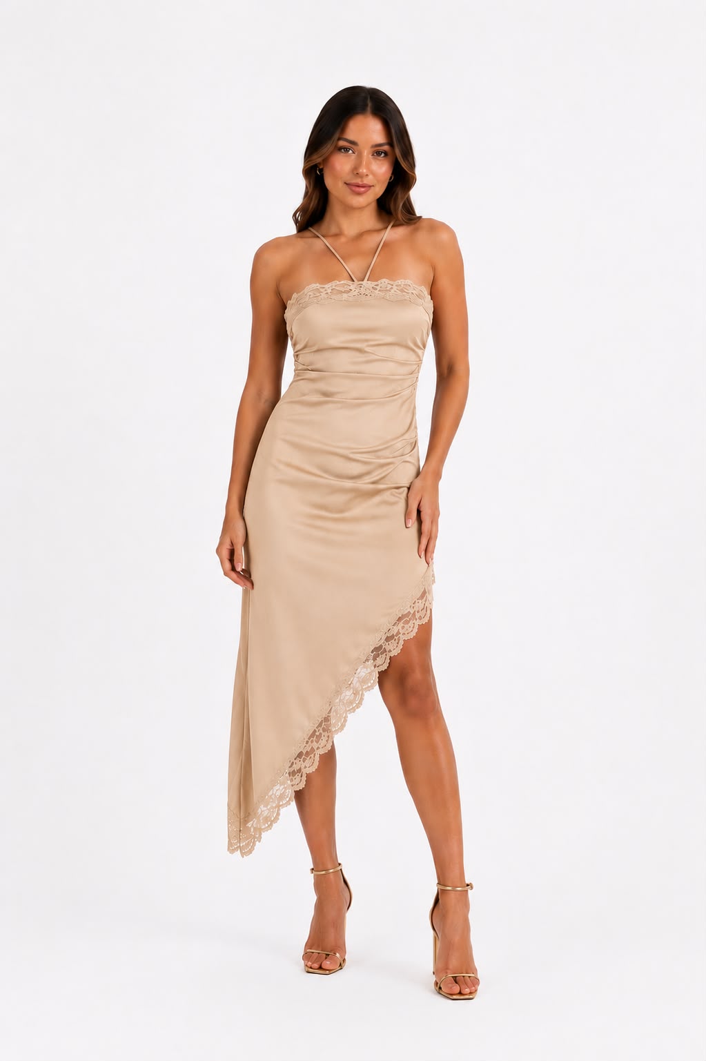 VESTIDO SATINADO ASIMÉTRICO