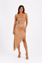 VESTIDO SATINADO ASIMÉTRICO